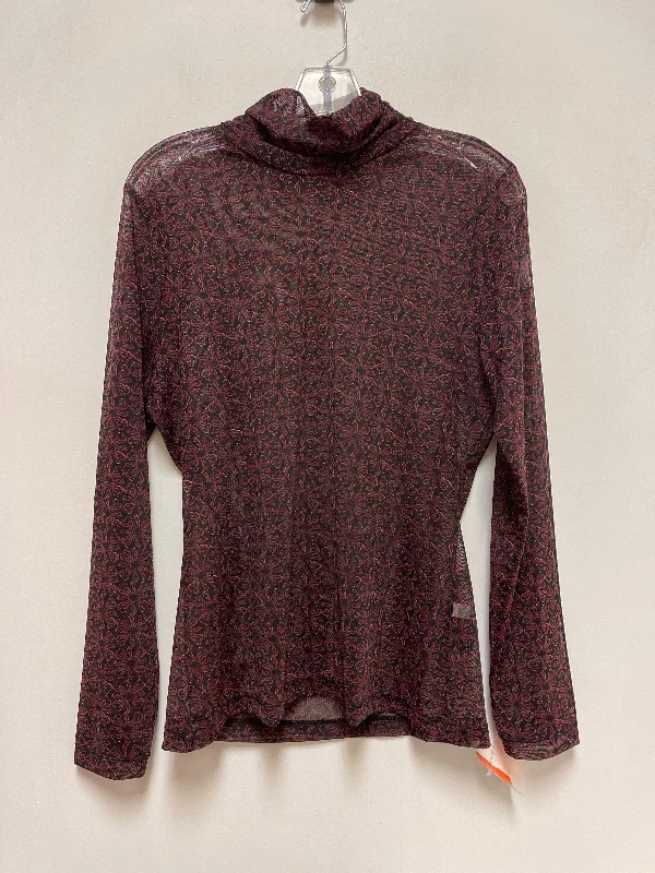 Top Long Sleeve By White House Black Market In Black & Red, Size: M Casual Men's Short