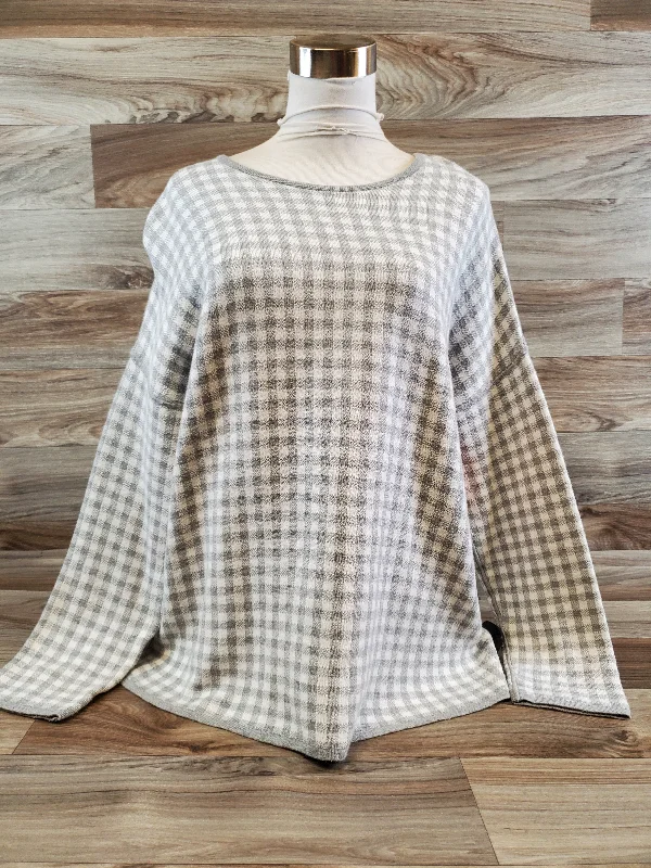 Top Long Sleeve By J. Jill In Grey & White, Size: L Street