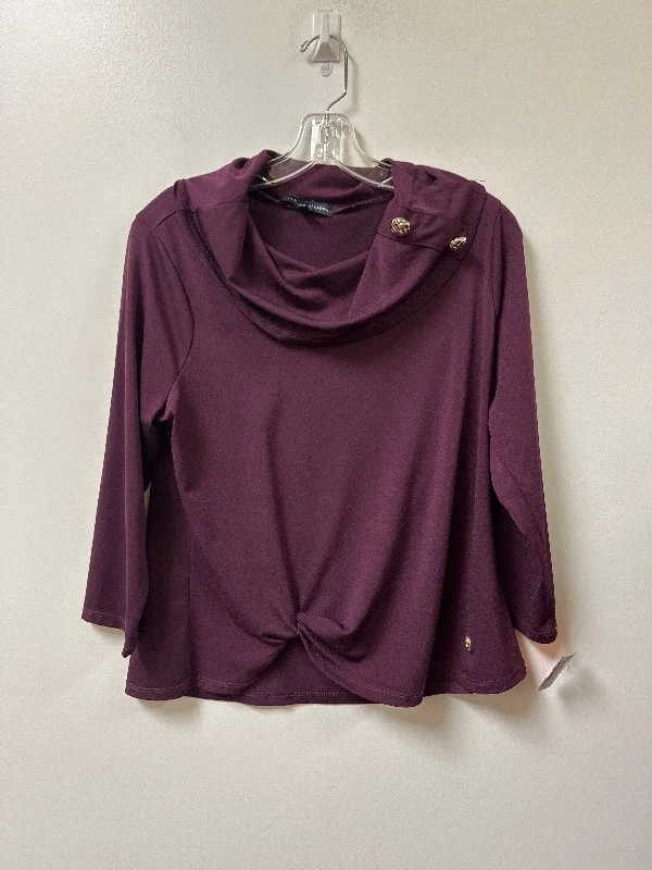 Top Long Sleeve By Adrienne Vittadini In Purple, Size: L Cclassic Men's Tweed