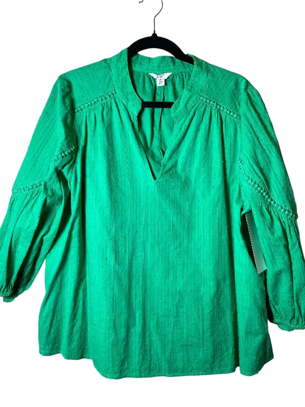 Top Long Sleeve By Crown And Ivy In Green, Size: L Dynamic Men's Moto