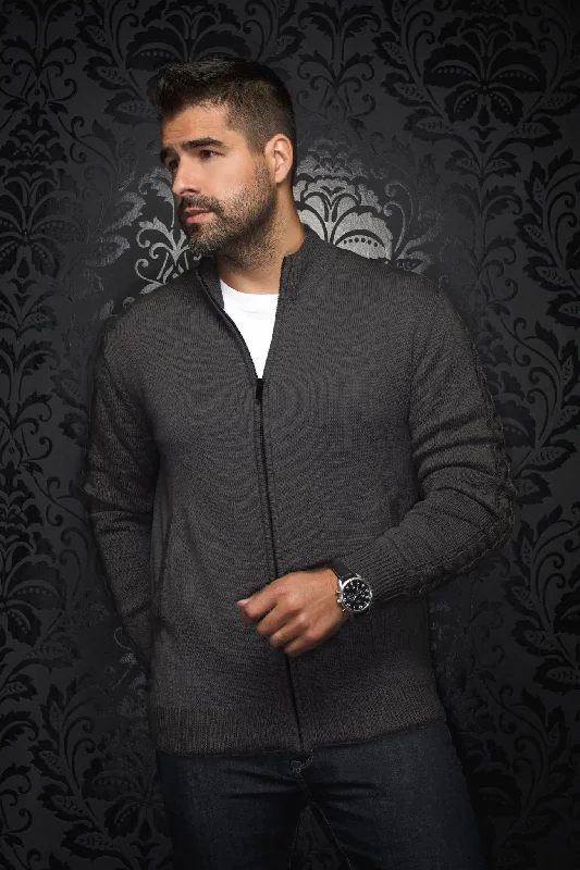 AU NOIR | Merino Wool Sweater | Esteban Charcoal Minimalist Men's Casual 