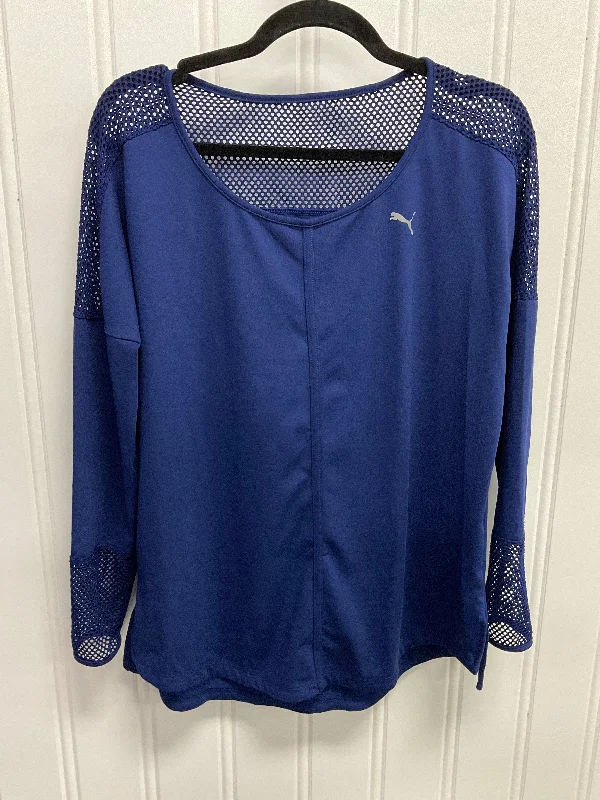 Top Long Sleeve By Puma In Blue, Size: L Elegant Men's Cashmere