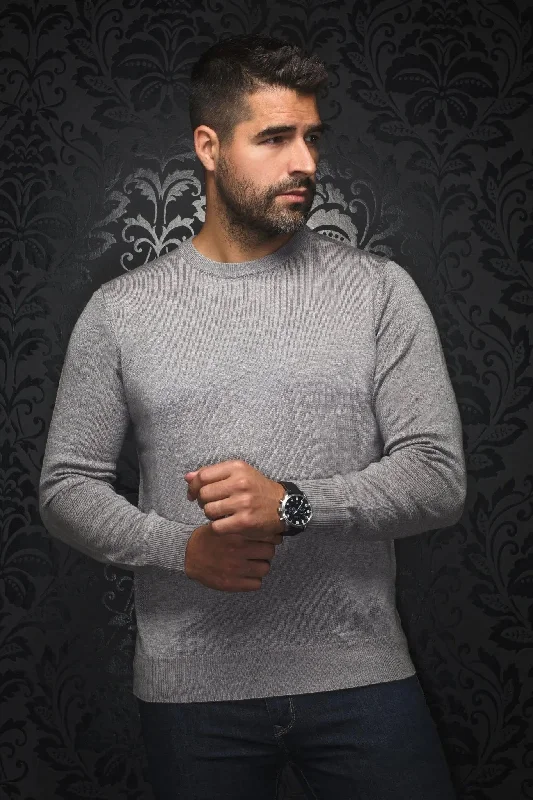 AU NOIR | Merino Wool Sweater | Marini Med Grey Dynamic Men's High