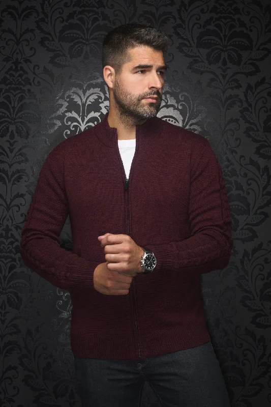 AU NOIR | Merino Wool Sweater | Esteban Burgundy Dapper Men's Bow