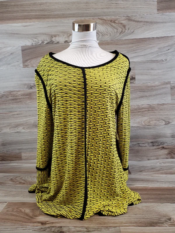 Top 3/4 Sleeve By Ali Miles In Black & Green, Size: L Laid