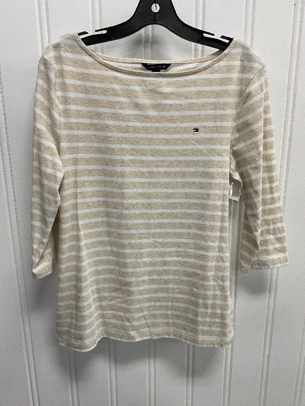 Top 3/4 Sleeve Basic By Tommy Hilfiger In Striped Pattern, Size: L Monochromatic All