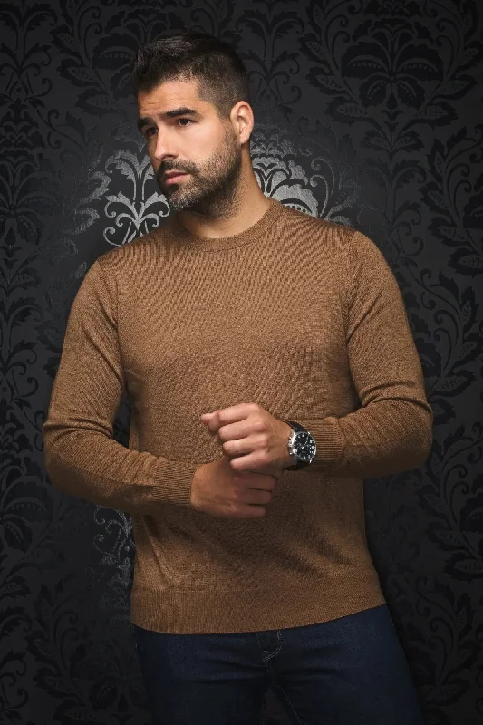 AU NOIR | Merino Wool Sweater | Marini Camel Youthful Men's Pop