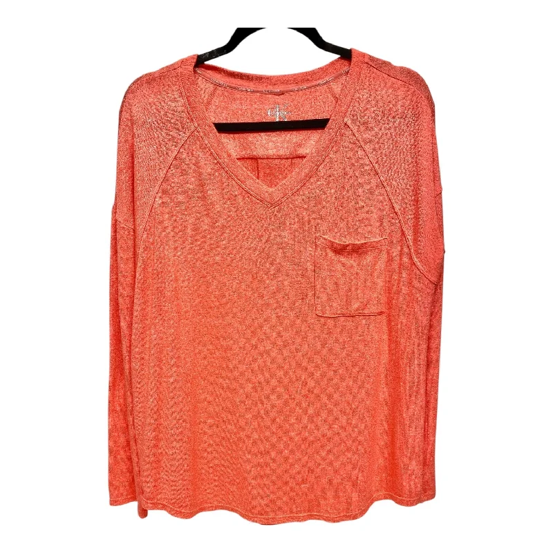 Top Long Sleeve By Calvin Klein In Coral, Size: M Sleek Men's Contemporary 