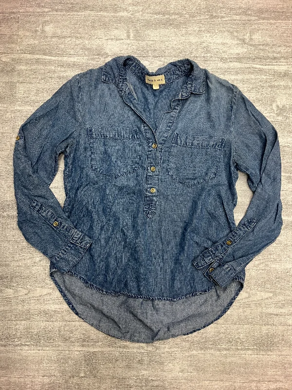 Top Long Sleeve By Cloth & Stone In Blue Denim, Size: S Refined Men's Velvet