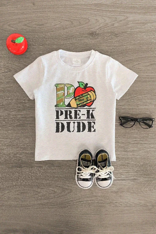 "Pre-K - 3rd Grade Dude" Gray Camo Top Practical Men's Quick