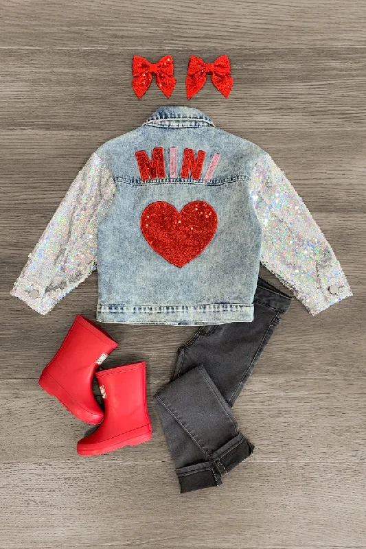 "Mini" Sequin Heart Denim Jacket Lumberjack