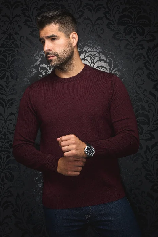 AU NOIR | Merino Wool Sweater | Marini Burgundy Stylish Men's Tropical 