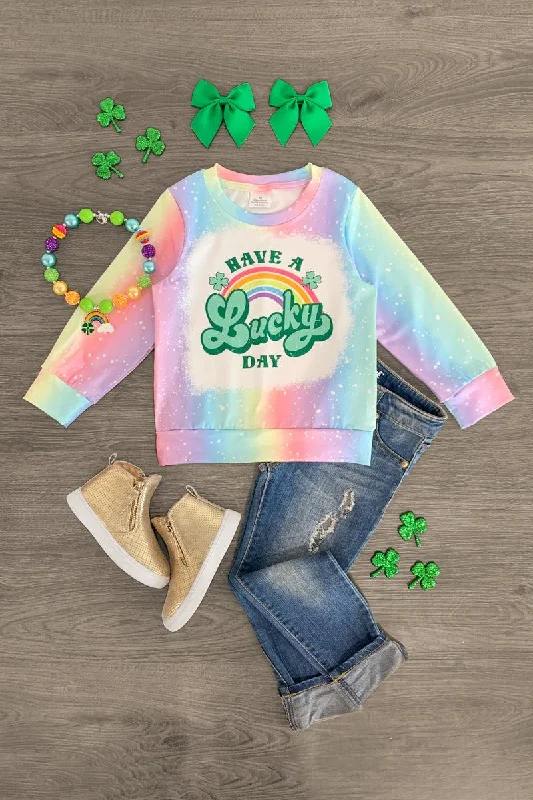 "Have A Lucky Day" Pastel Rainbow Top Traditional Men's Country