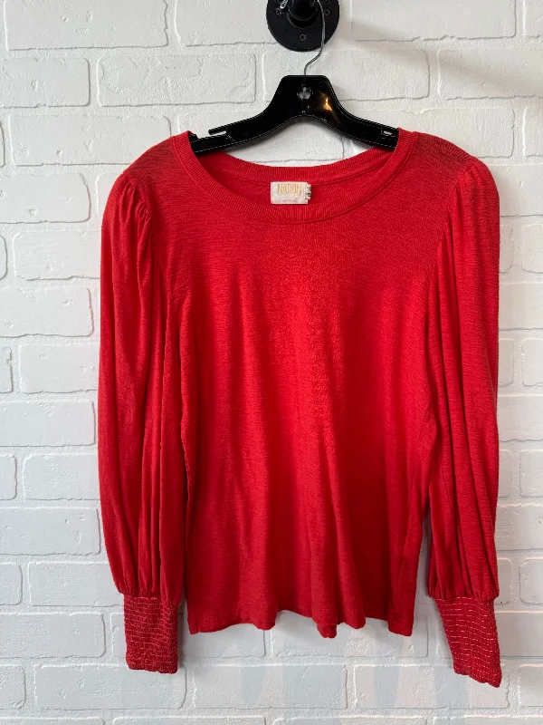 Top Long Sleeve By Nation In Orange, Size: M Laid