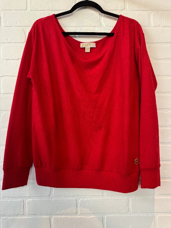 Top Long Sleeve By Michael By Michael Kors In Red, Size: L Minimalist Men's Casual 