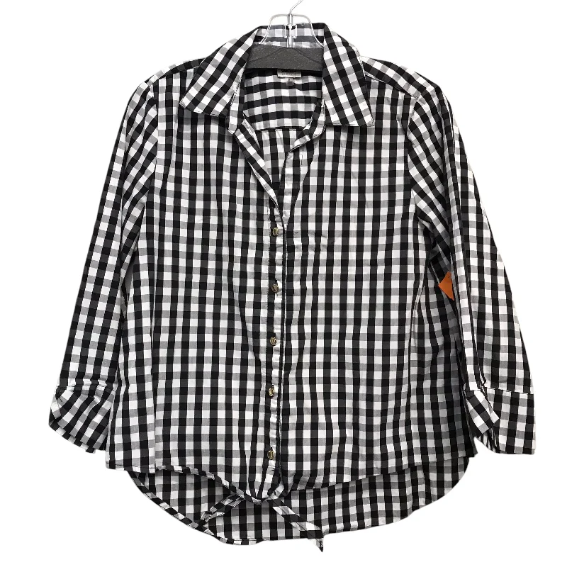 Top 3/4 Sleeve By Anne Klein In Checkered Pattern, Size:M Masculine Men's Thick