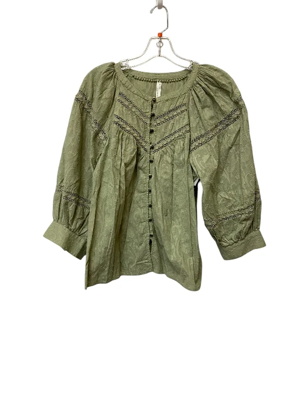 Top Long Sleeve By Anthropologie In Green, Size: M Casual Men's Short