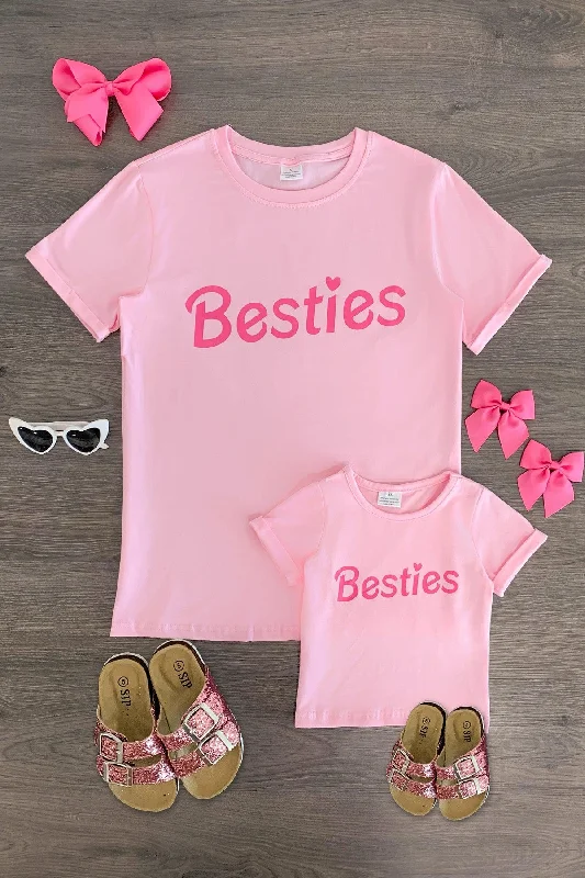 Mom & Me - "Besties" Pink Short Sleeve Top Bold Men's Statement