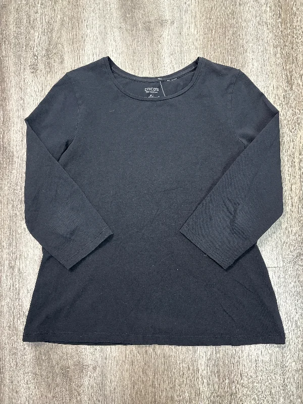 Top 3/4 Sleeve Basic By Chicos In Black, Size: M Monochromatic All