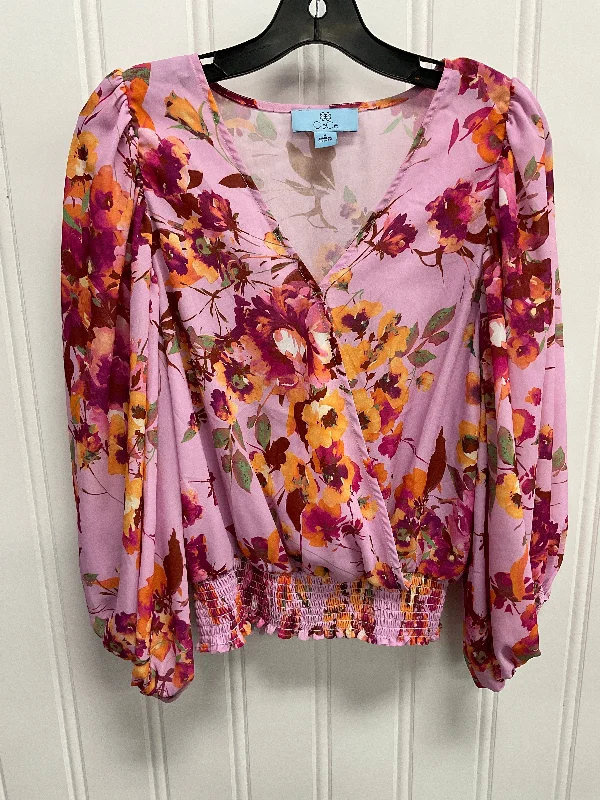 Top Long Sleeve By Cece In Floral Print, Size: M Hip Men's Urban