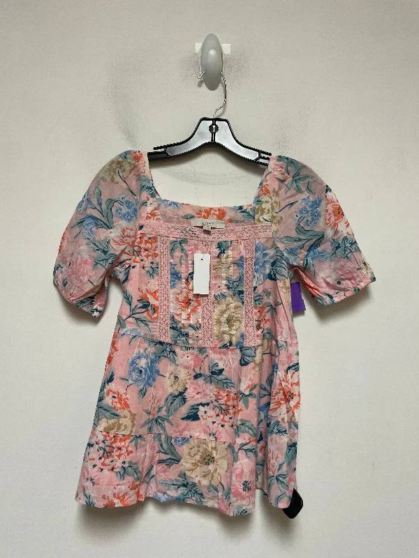 Floral Print Top Short Sleeve Loft, Size Xs Preppy Men's College