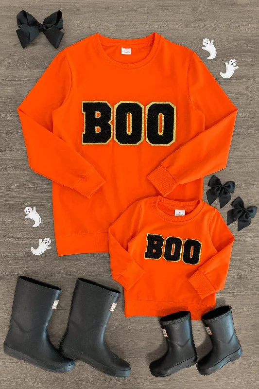 Mom & Me - "Boo" Orange Chenille Patch Top Masculine Men's Thick