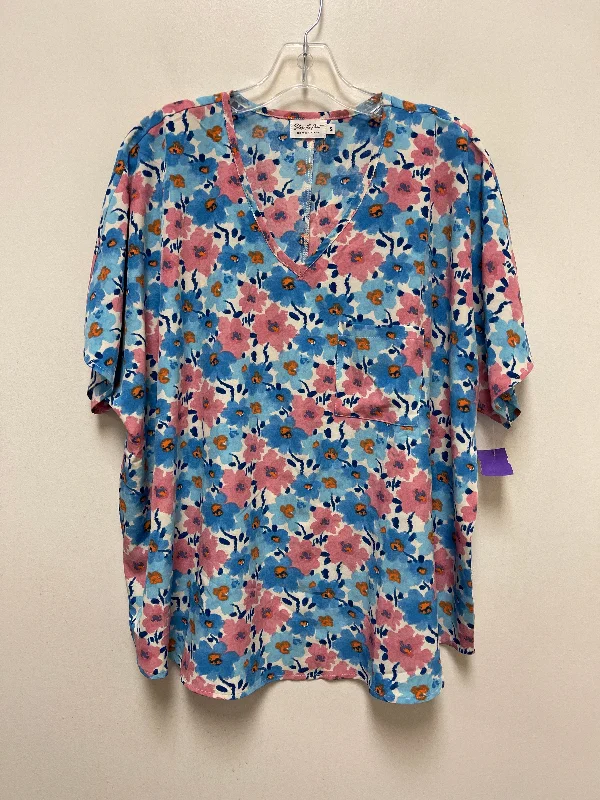 Floral Print Top Short Sleeve Clothes Mentor, Size S Sporty Men's Tennis