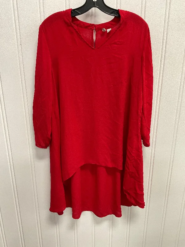 Tunic Long Sleeve By Cato In Red, Size: M Elegant Men's Cashmere