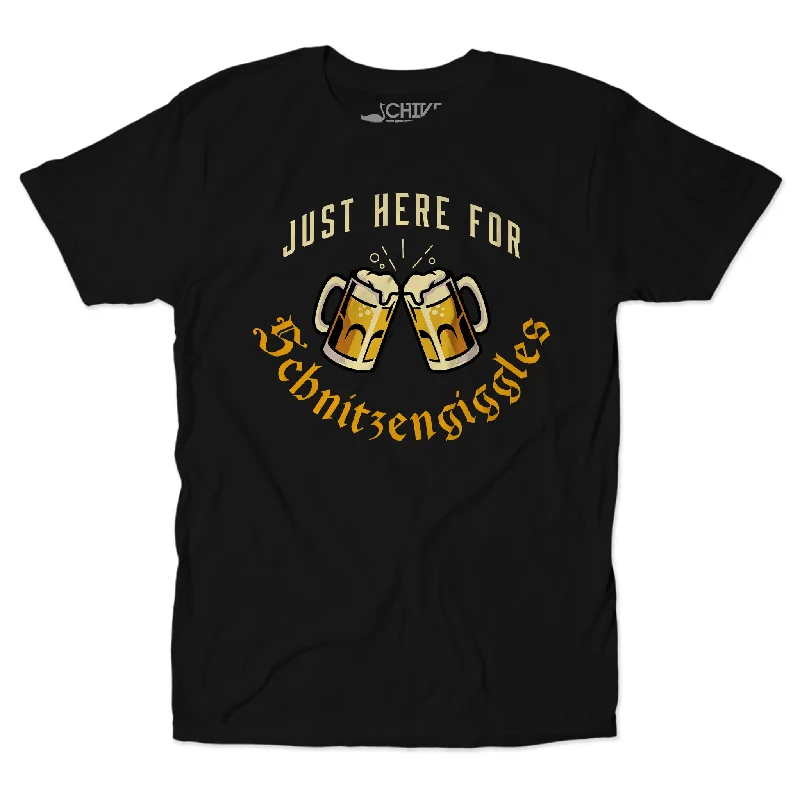 Here For The Schnitzengiggles Unisex Tee Polished Men's Silk