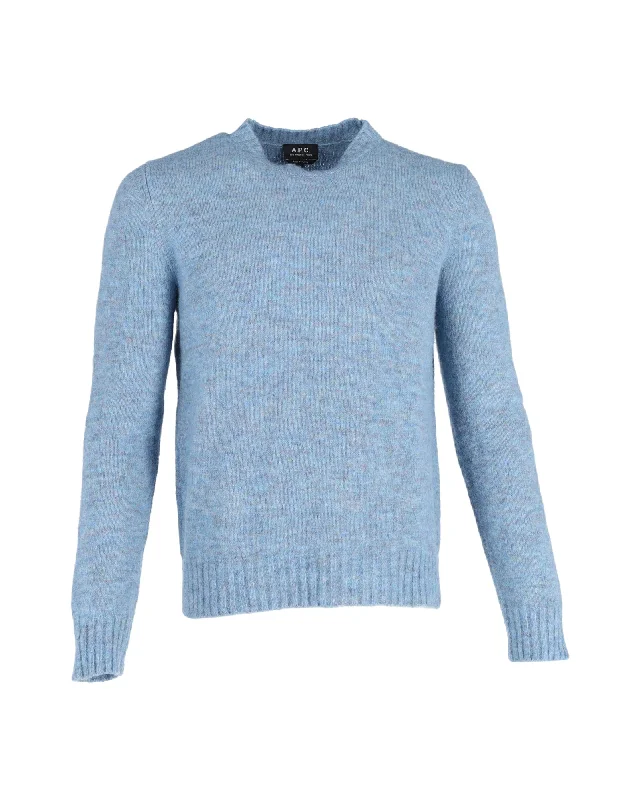 A.P.C. Alpaca-Blend Lucas Sweater in Blue Wool Cozy Men's Winter