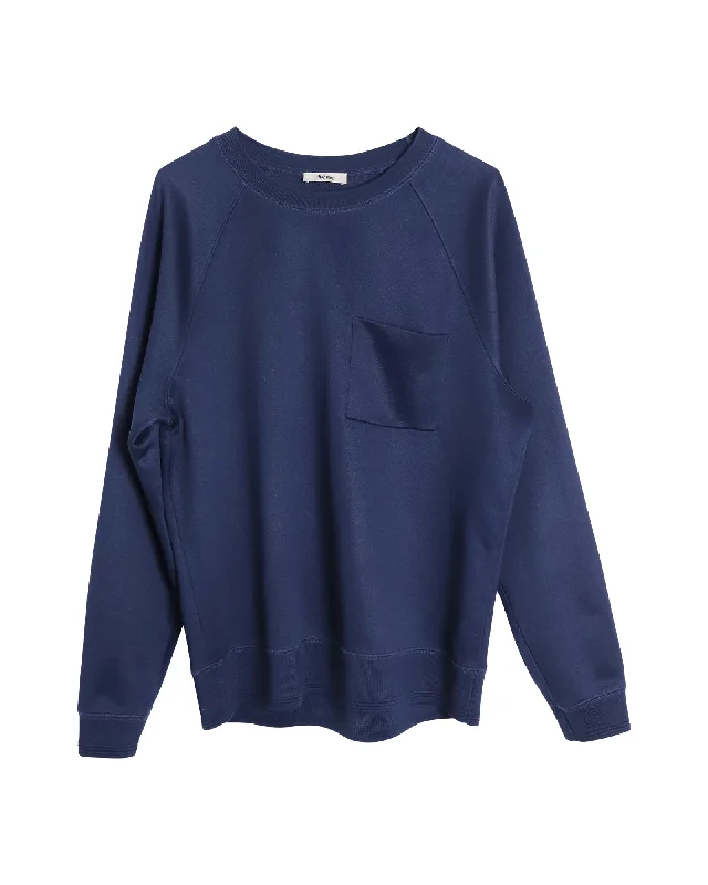 Acne Studios Raglan Sweater in Navy Blue Polyester Modern Men's Geometric