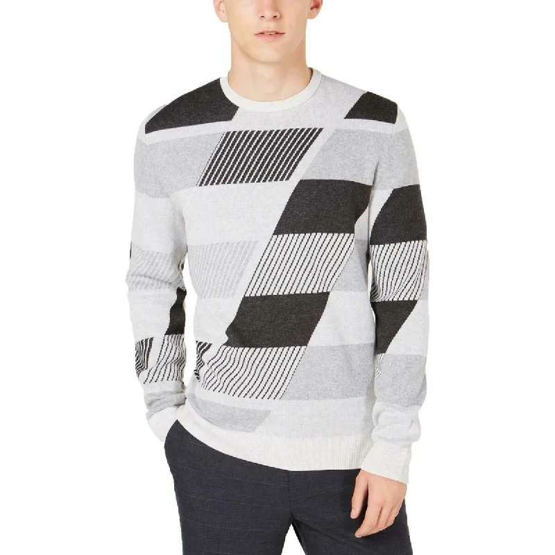 Alfani Men's Abstract Colorblocked Sweater Gray Size 2 Extra Large Earthy Men's Sustainable 