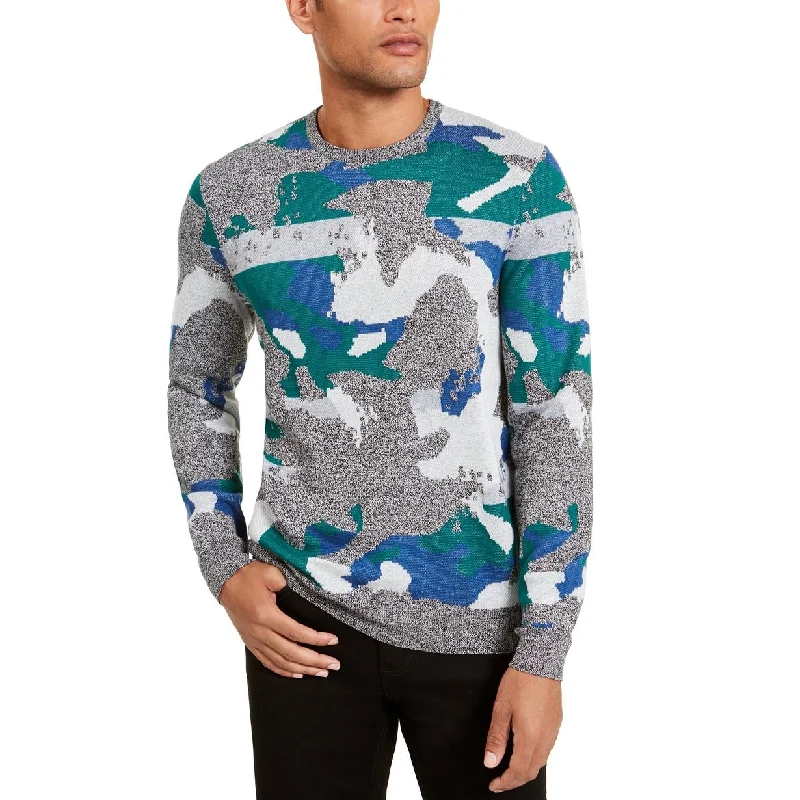 Alfani Men's Abstract Jacquard Crewneck Sweater Green Size Small Artistic Men's Hand