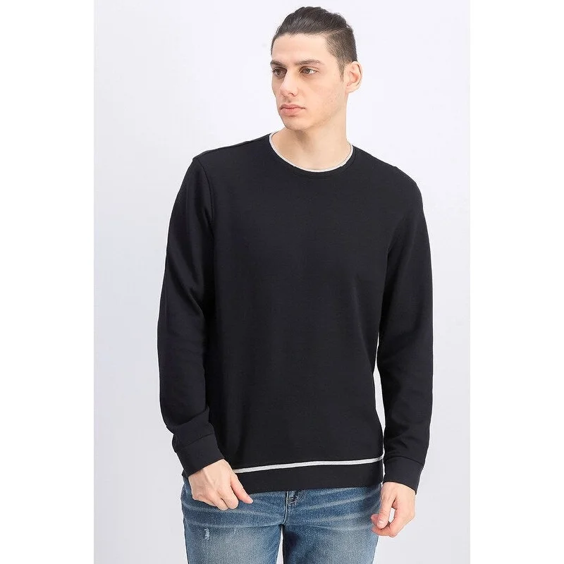 Alfani Men's Classic-Fit Tipped Sweatshirt Deep Black Size Small Laid