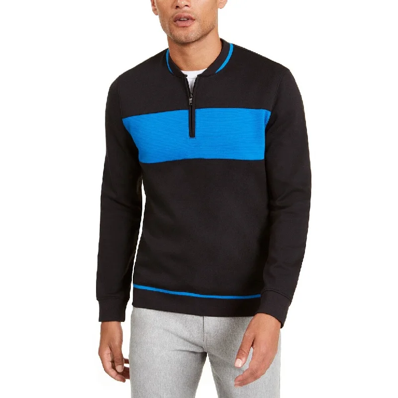 Alfani Men's Colorblocked Quarter-Zip Sweatshirt Black Size Small Vacation