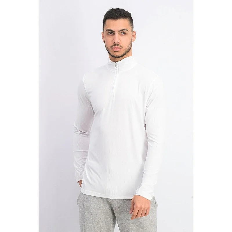 Alfani Men's Lightweight Ribbed Quarter-Zip Pullover White Size Extra Large - X-Large Gym