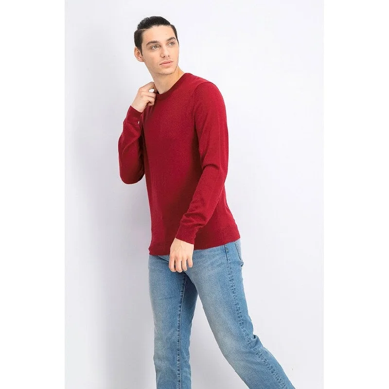 Alfani Men's Merino Blend Solid Crewneck Sweater Wine Size 2 Extra Large - XX-Large Cozy Men's Winter