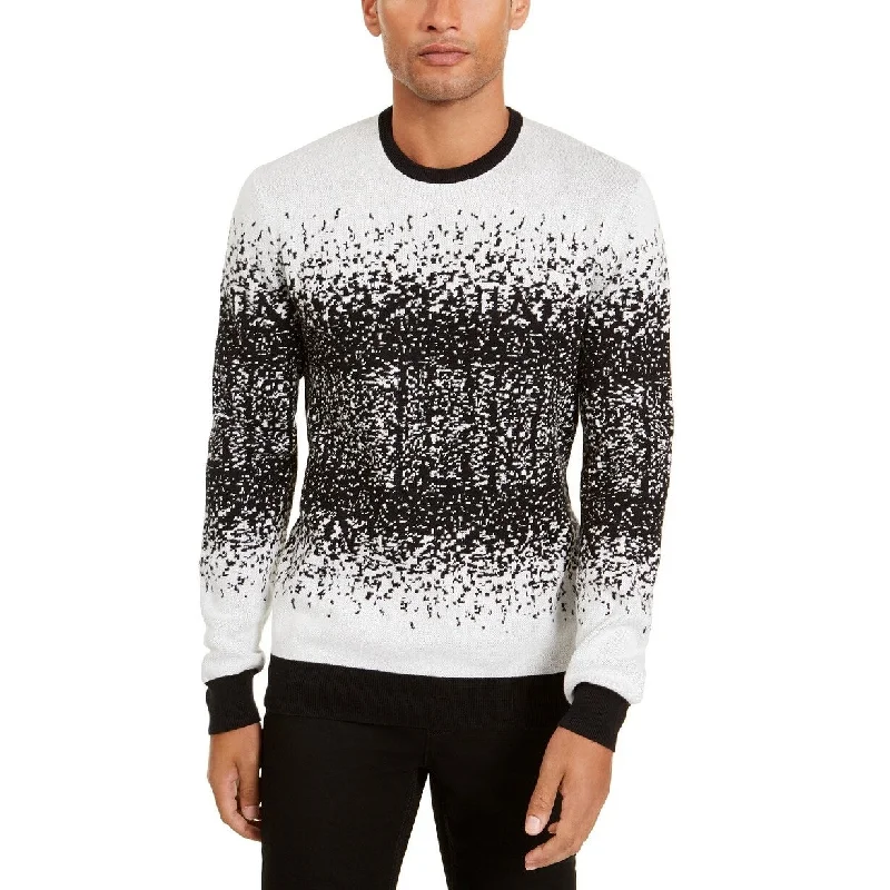 Alfani Men's Ombre Rib Crewneck Sweater White Size 2 Extra Large Refined Men's Velvet