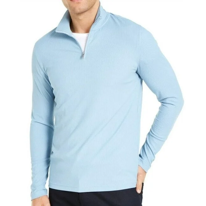 Alfani Men's Ottoman Quarter Zip Sweater Blue Size Medium Casual Men's Short