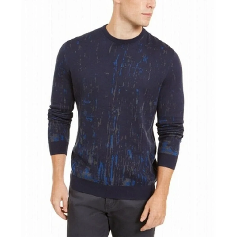 Alfani Men's Paint Splatter Crewneck Sweater Blue Size XX-Large Gym