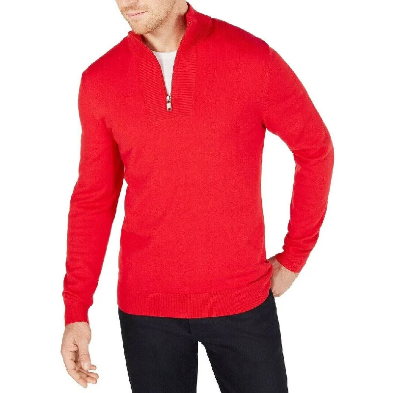 Alfani Men's Quarter-Zip Ribbed Placket Sweater Red Size 2XL Masculine Men's 