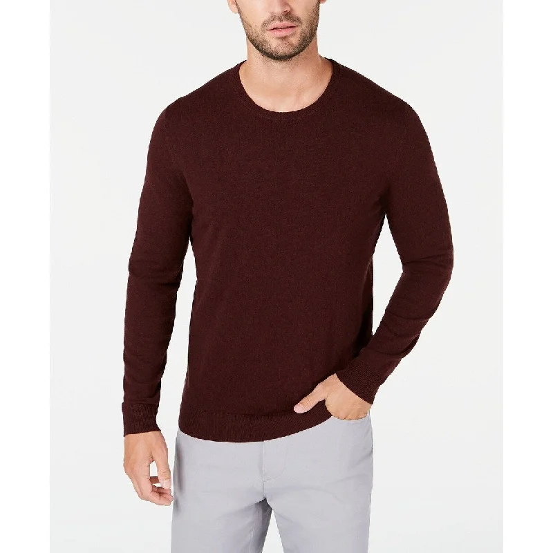 Alfani Men's Solid Crewneck Sweater Wine Size 3 Extra Large Sophisticated Men's French