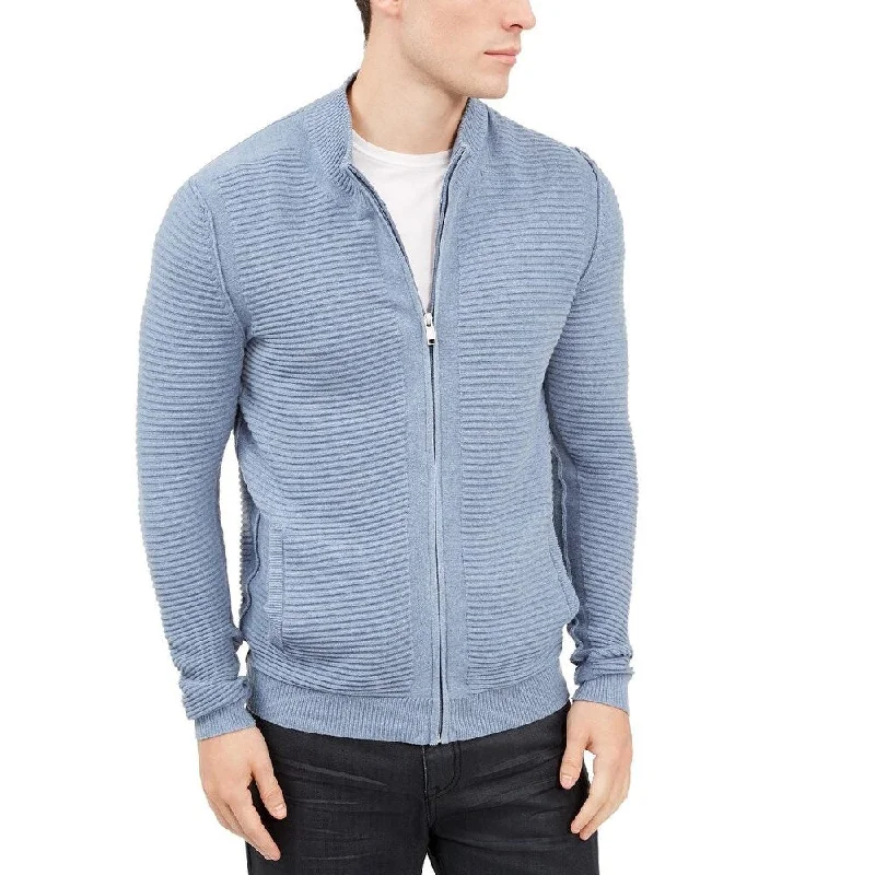 Alfani Men's Textured Zip-Front Cardigan Blue Size Medium Dapper Men's Bow