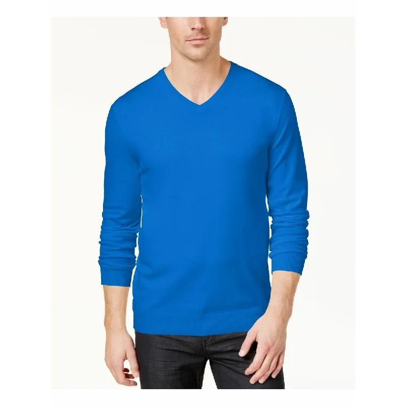 Alfani Men's V-Neck Sweater Blue Size 3 Extra Large Stylish Men's Tropical 