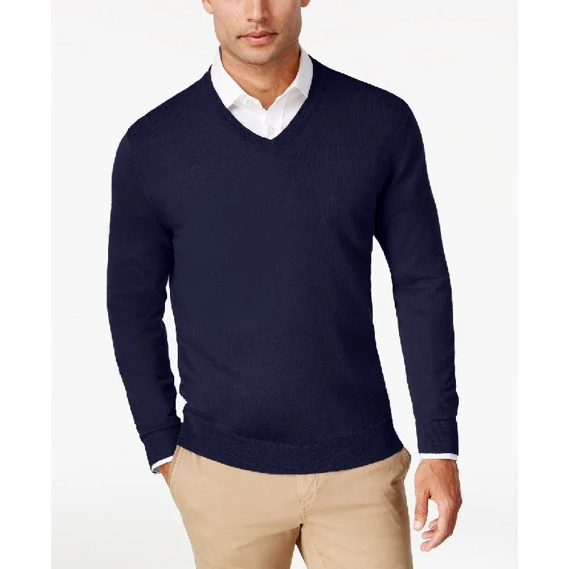 Alfani Men's V-Neck Sweater Blue Size X-Large Relaxed Men's Australian 