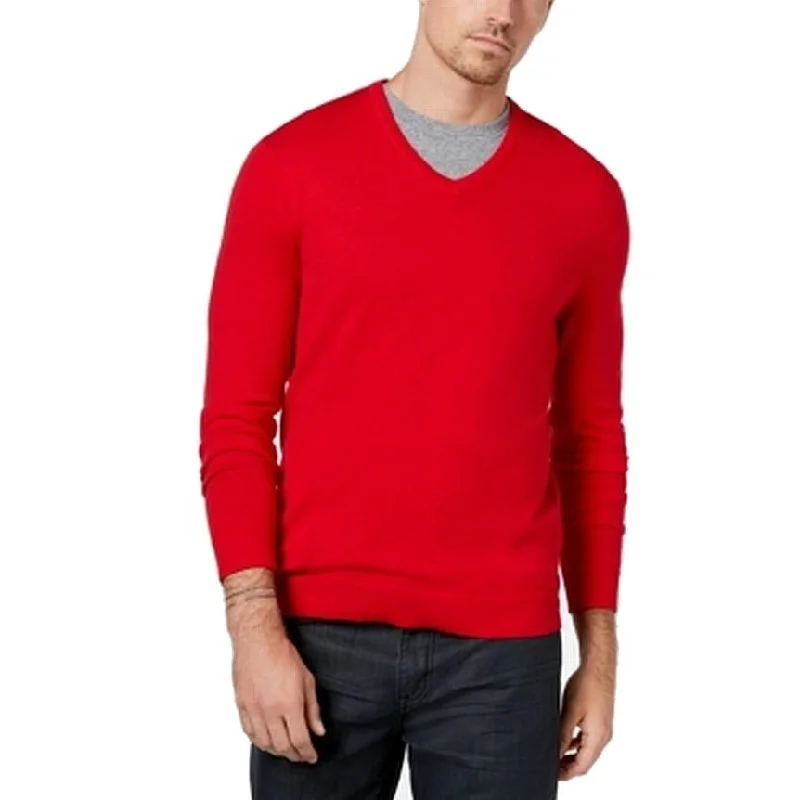 Alfani Men's V-Neck Sweater Red Size Medium Dynamic Men's Moto