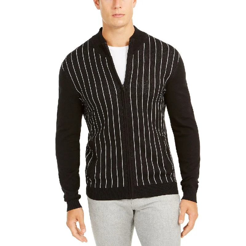 Alfani Men's Vertical Stripe Full-Zip Cardigan Black Size L - Large Dynamic Men's High