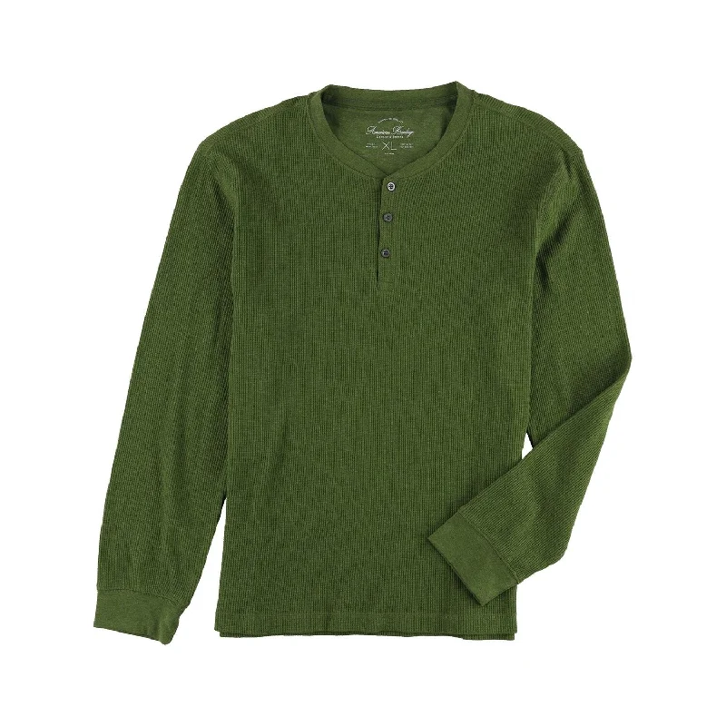 American Heritage Men's Textured Henley Shirt Olive Size 2 Extra Large - XXL Casual Men's Short