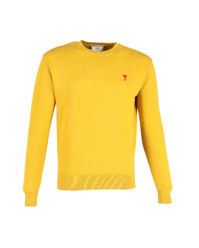 Ami Paris AMI de Coeur Sweatshirt in Yellow Cotton Bold Men's Statement