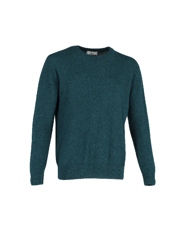 Ami Paris Crewneck Sweater in Green Wool Lumberjack